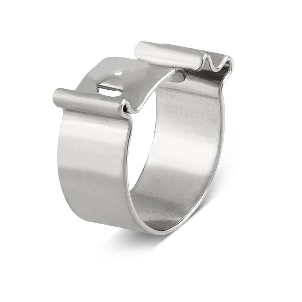 COBRA Schlauchschelle: Robuste Befestigung aus Edelstahl für Schläuche. COBRA Schlauchschelle aus glänzendem Metall auf weißem Hintergrund.
